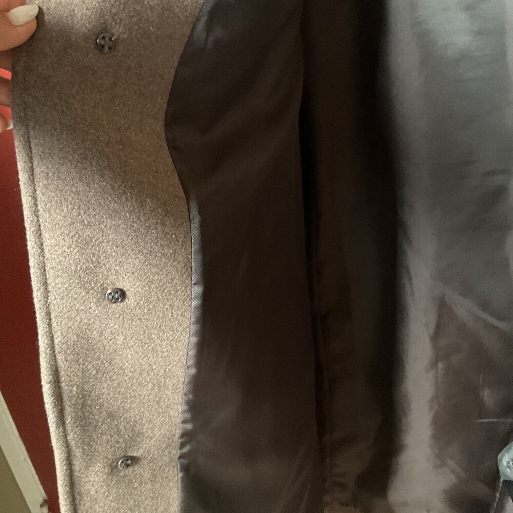H&M Brown Wool Blend Overcoat Men’s Long Coat Button Front Size XL Classic - Picture 6 of 10